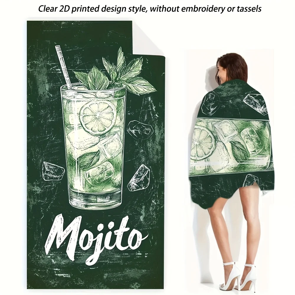 Mojito Cocktail Drink Printed Beach Towel Polyester Soft Quick Dry Large Bath Towel Summer Swimming Pool Surfing Blanket