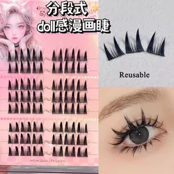 False Eyelashes Natural Thick Reusable 69 Segmented Manga Eyes Lashes Enlarge Eyes Beauty Tool Easy to Apply