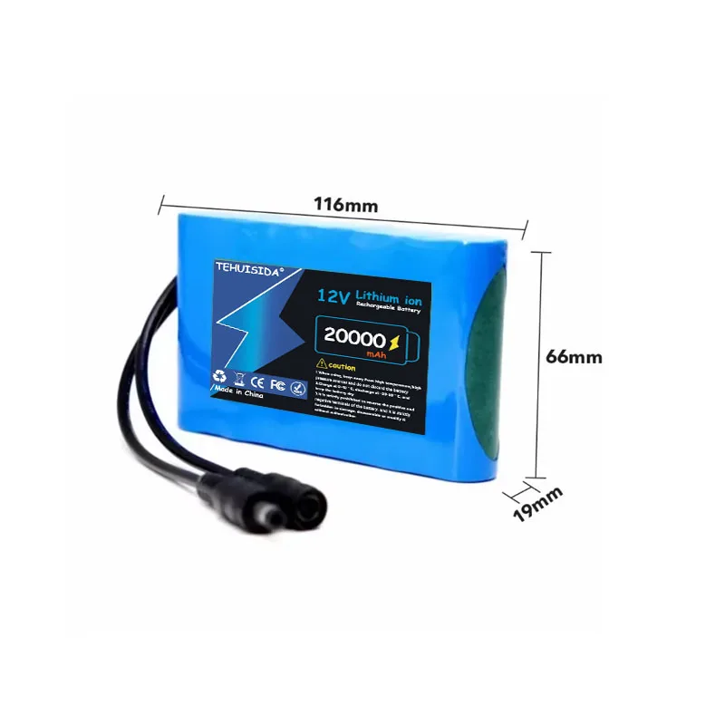 12V, 20000mAh, Batterie Ion Rechargeable Portable Pour Lampes De Pêche, Capacité DC 18650 V, 20Ah, 12.6V Charger
