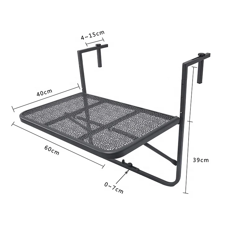 Easily Install Home Use Plant Placing Metal Mesh Holder Balcony Hanging Table Balcony Folding Metal Mesh Table
