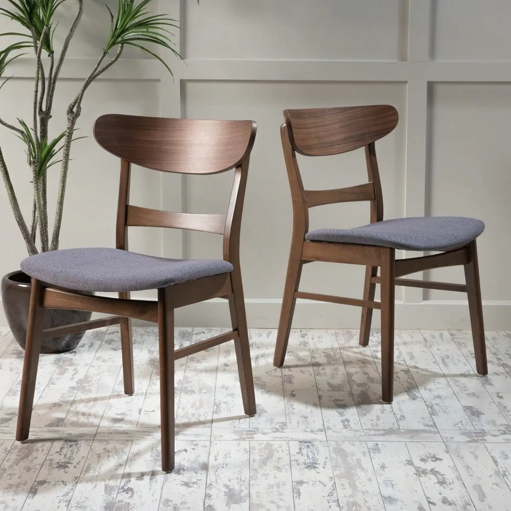 Idalia Dining Chairs, 2-Pcs Set, Dark Grey / Walnut Finish