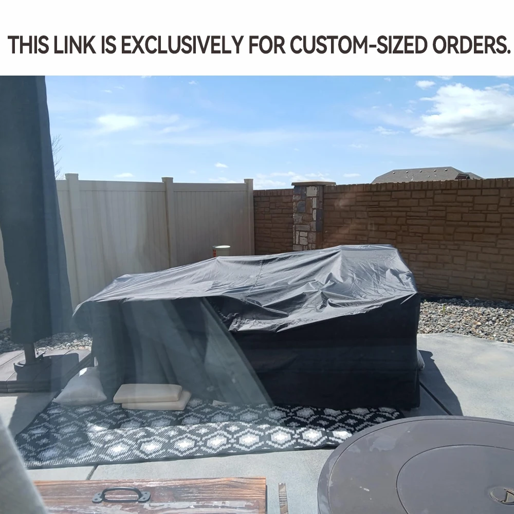 Custom Size 210D Outdoor Furniture Cover Waterproof Dustproof Patio Sofa Table Chair Protective Cover