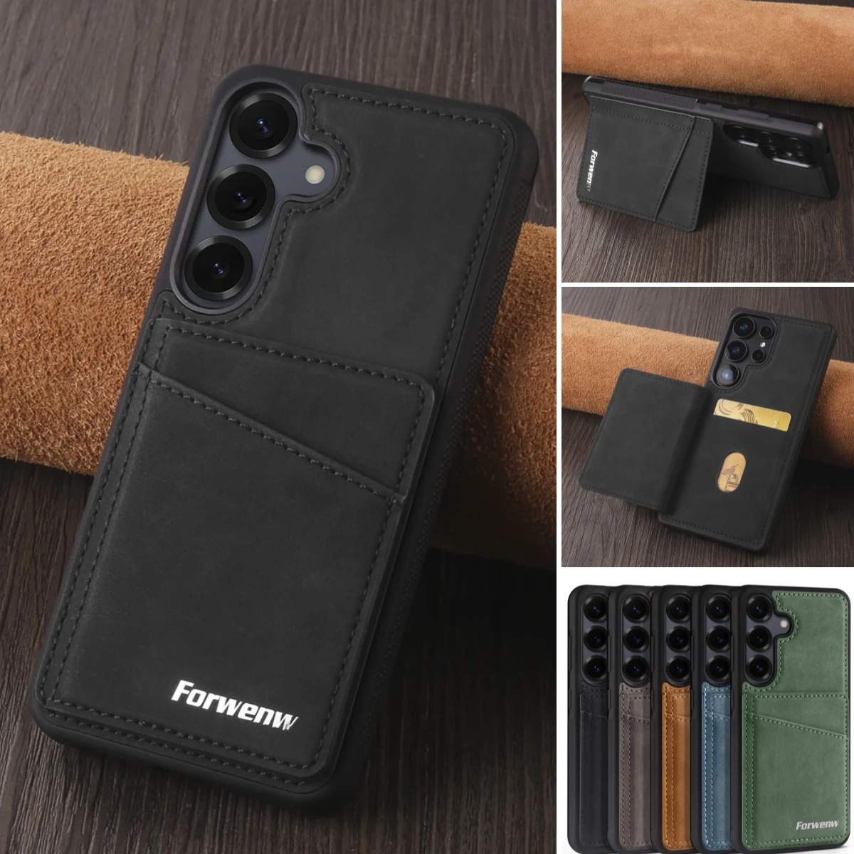 Luxuriöse Leder-Handyhülle mit Kartenfach für Samsung Galaxy A17 A37 A57 A15 A35 A55 A16 A36 A56 A14 A34 A54 Standfunktion Brieftaschen-Cover