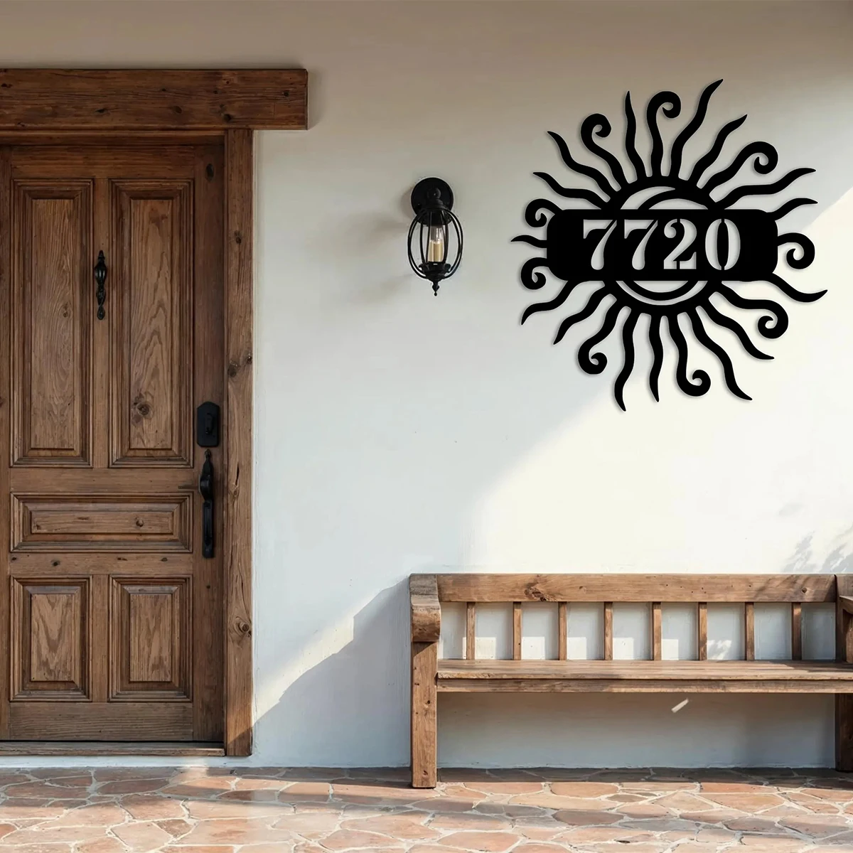 علامة عنوان الشمس المعدنية رقم العنوان علامة أرقام المنزل المعدني الشمس جدار الفن علامة عنوان مخصصة ديكور الباب الأمامي دوامة الشمس