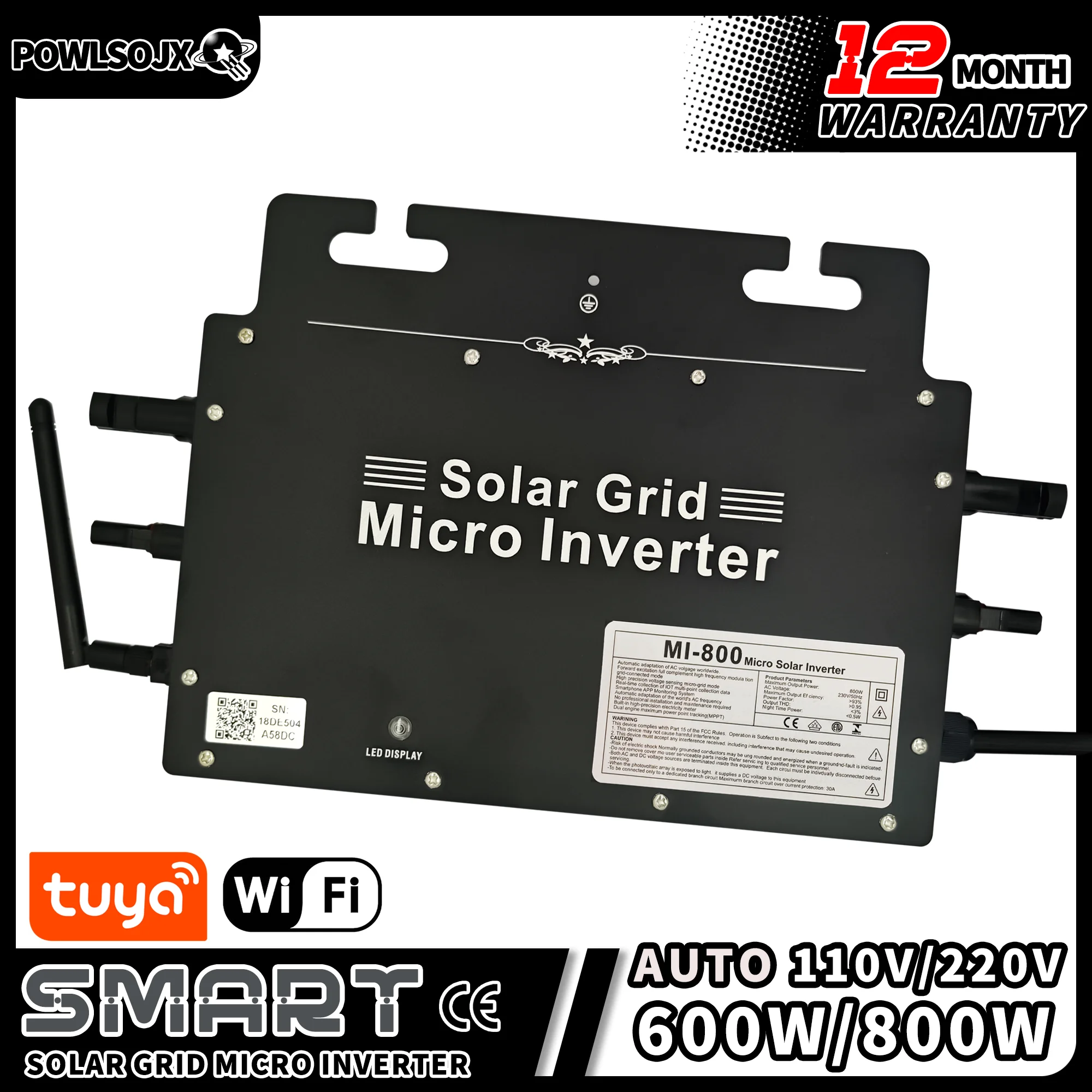 powlsojx smart grid amarrado micro inversor solar tuya wifi auto 800w 600w 220 v 110v entrada 1850vdc onda senoidal pura ip65 01