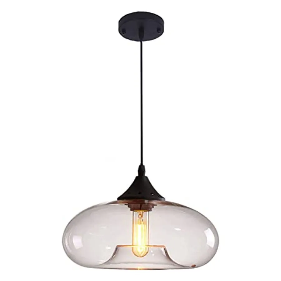 

11" Industrial Vintage Colorful Glass Pendant Lighting 1-Light Farmhouse Loft Bar Ceiling Hanging Lamp Kitchen Island Dining Ro