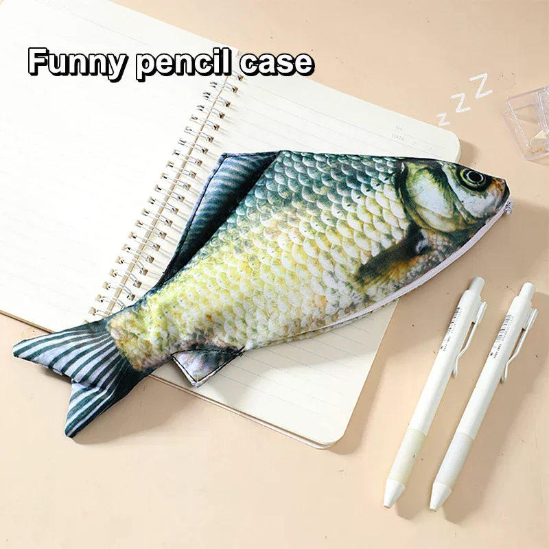 Case Large Capacity Pencils Pouch Cute Pencil Bag Funny Back To School Acsesories Gift Creative Simulated Salted Fish Pencil - view 5