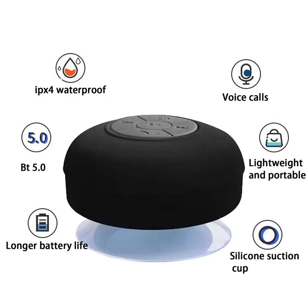 Mini Blue tooth Speaker Waterproof Bathroom Speaker Wireless Shower Speakers Strong Adsorption Music Player For Car Outdoor Pool