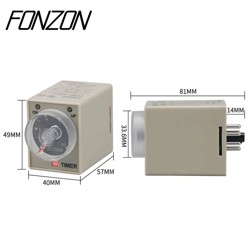 AH3-3 Power on Delay Timer Time Switch Delay Timer Relay With 8pin Socket 12 24V 110V 220V 380V Adjustable time 1~60S 3~60M
