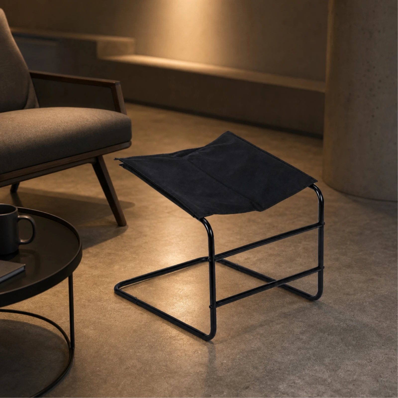 Cloth Sling Leg Rest with Metal Frame Sleek Metal Frame Footstool Sling Footrest Compact Elevated Foot Stool Stable