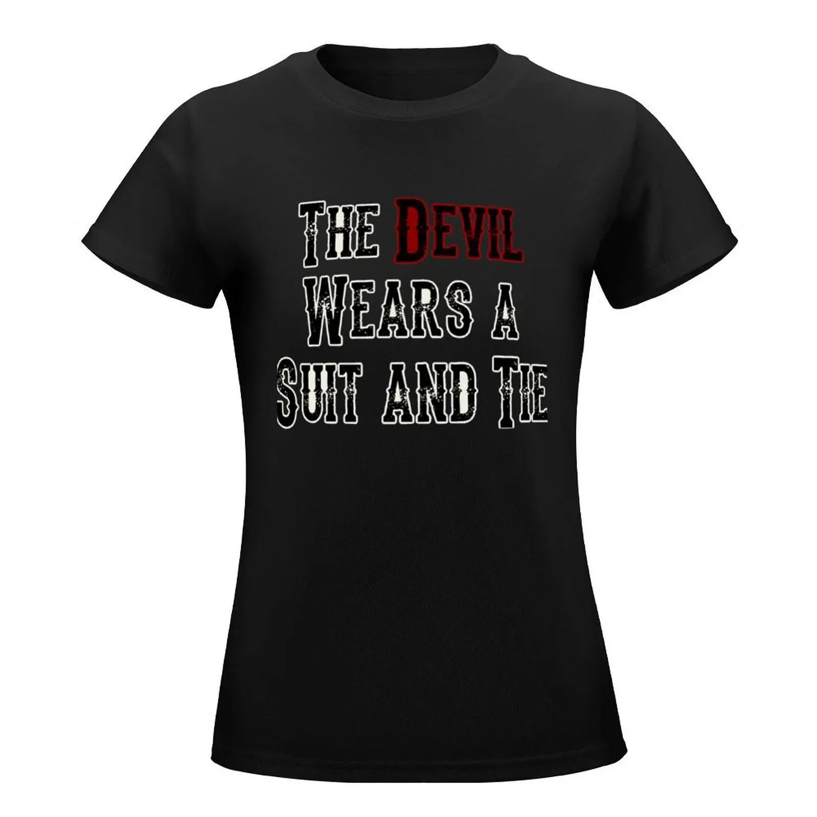 The Devil Wears a Suit and Tie T-Shirt anime clothes plus size tops t-shirts for Women graphic tees funny