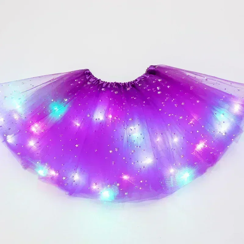 1pc LED Glowing Light Kids Girl Princess Tutu Skirts Children Cloth Wedding Party Dancing Miniskirt Costume Cosplay Led Clothing