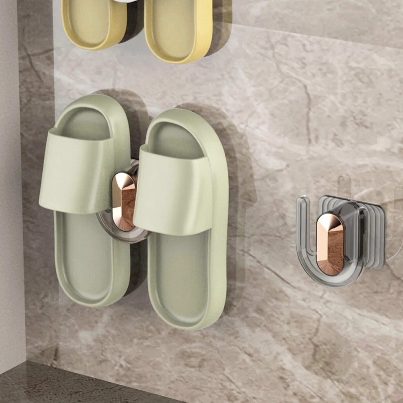 2 قطعة رف النعال الحائط البلاستيك القوي الفضاء إنقاذ النعال مقاوم للماء شماعات للمنزل الحمام صالون النعال شماعات #3