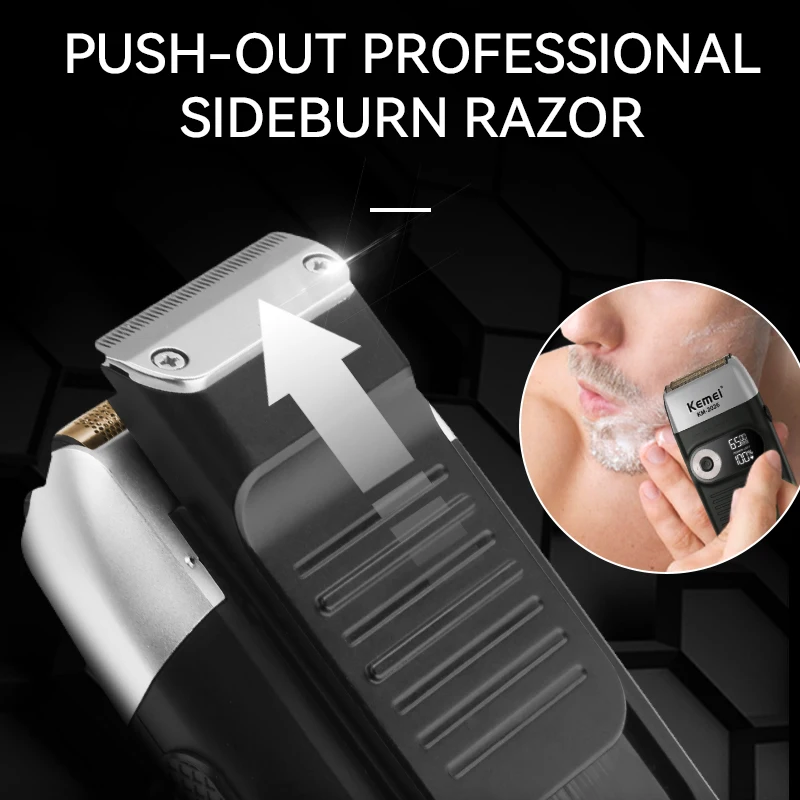 Kemei 1400 mAh Multi-functional 2 In 1 Electric Shavers Hair Clippers LCD Digital Display Reciprocating Razor For Men KM-2026