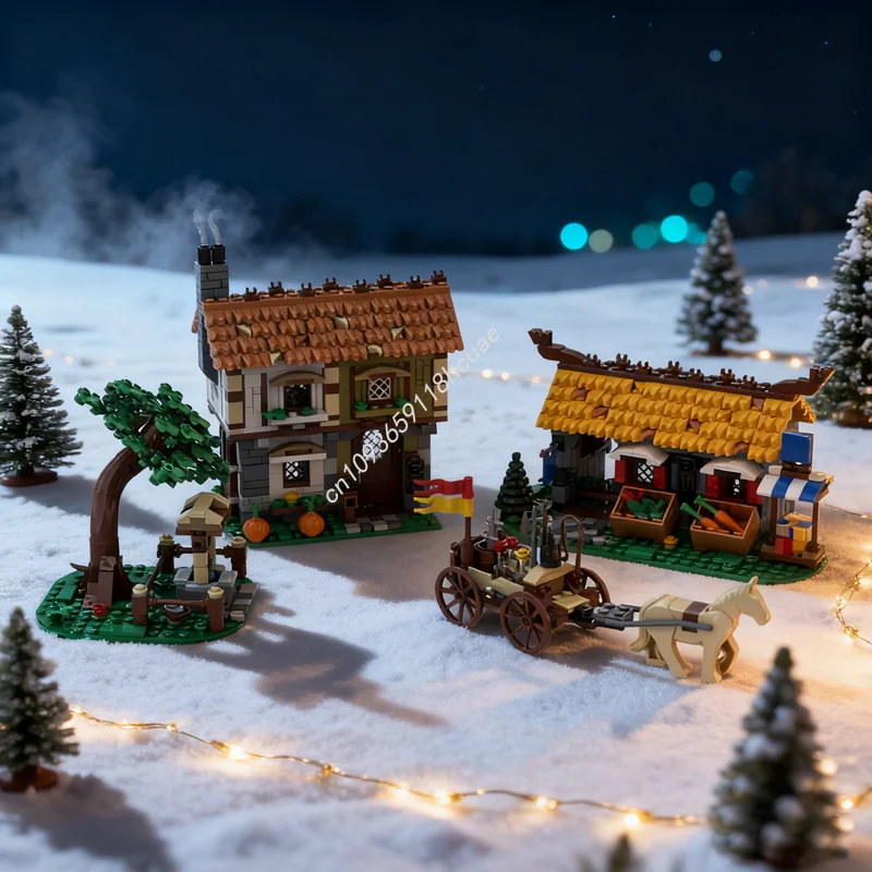 

1370pcs MOC Medieval Town Square Expansion Castle Model Building Blocks Assemble DIY Toys Creative Christmas Gifts Idea Brick