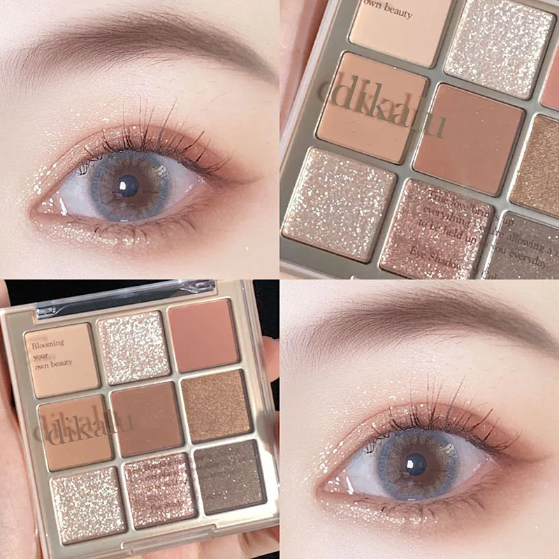 DIKALU Spring And Summer New Eyeshadow Palette Oh Rosy Nine Palace Grid Auto Focus Low Saturation Smoke Powder Rose Plate