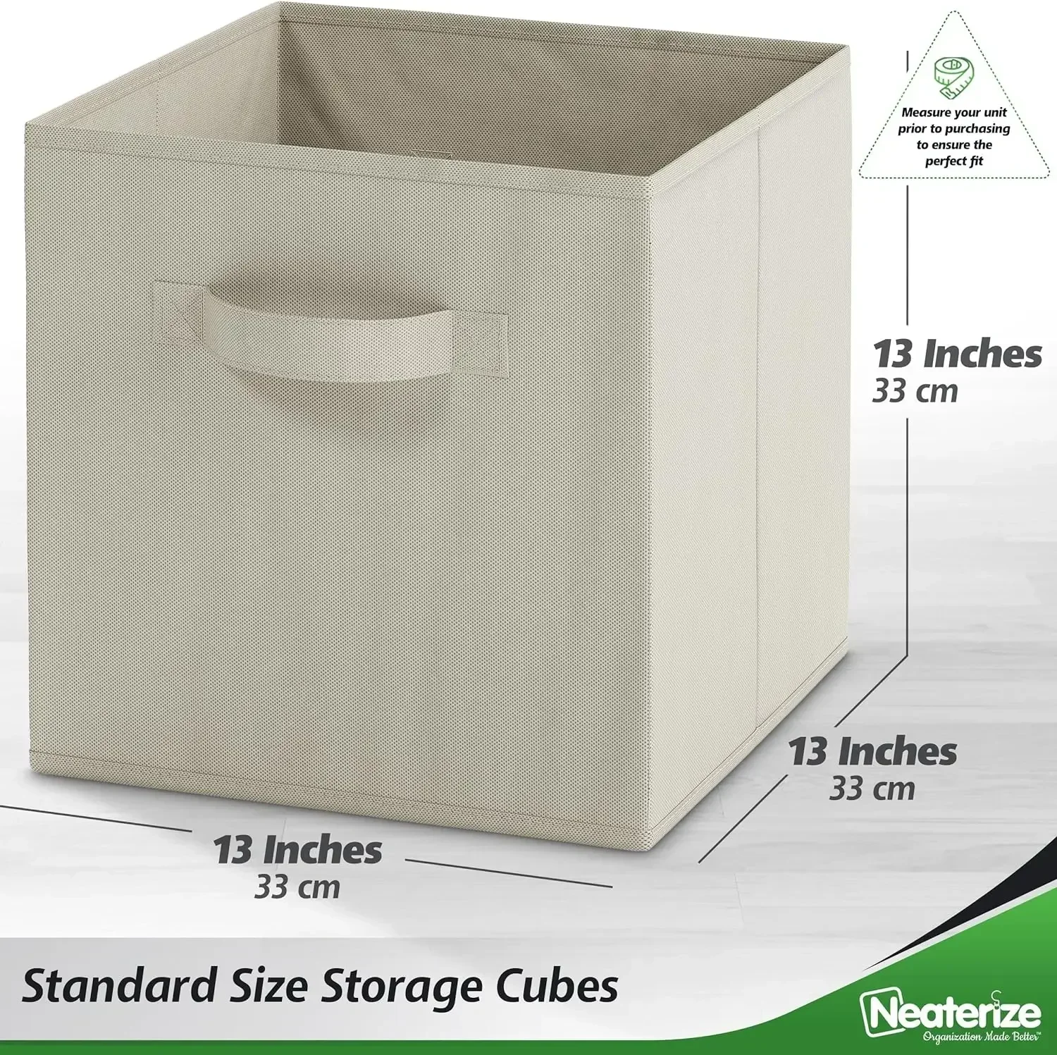 Fabric Storage Cubes for Cube Organizer - 8 Pack Heavy Duty BeigeStorage Bins - 13 Inch Cube Storage Bin