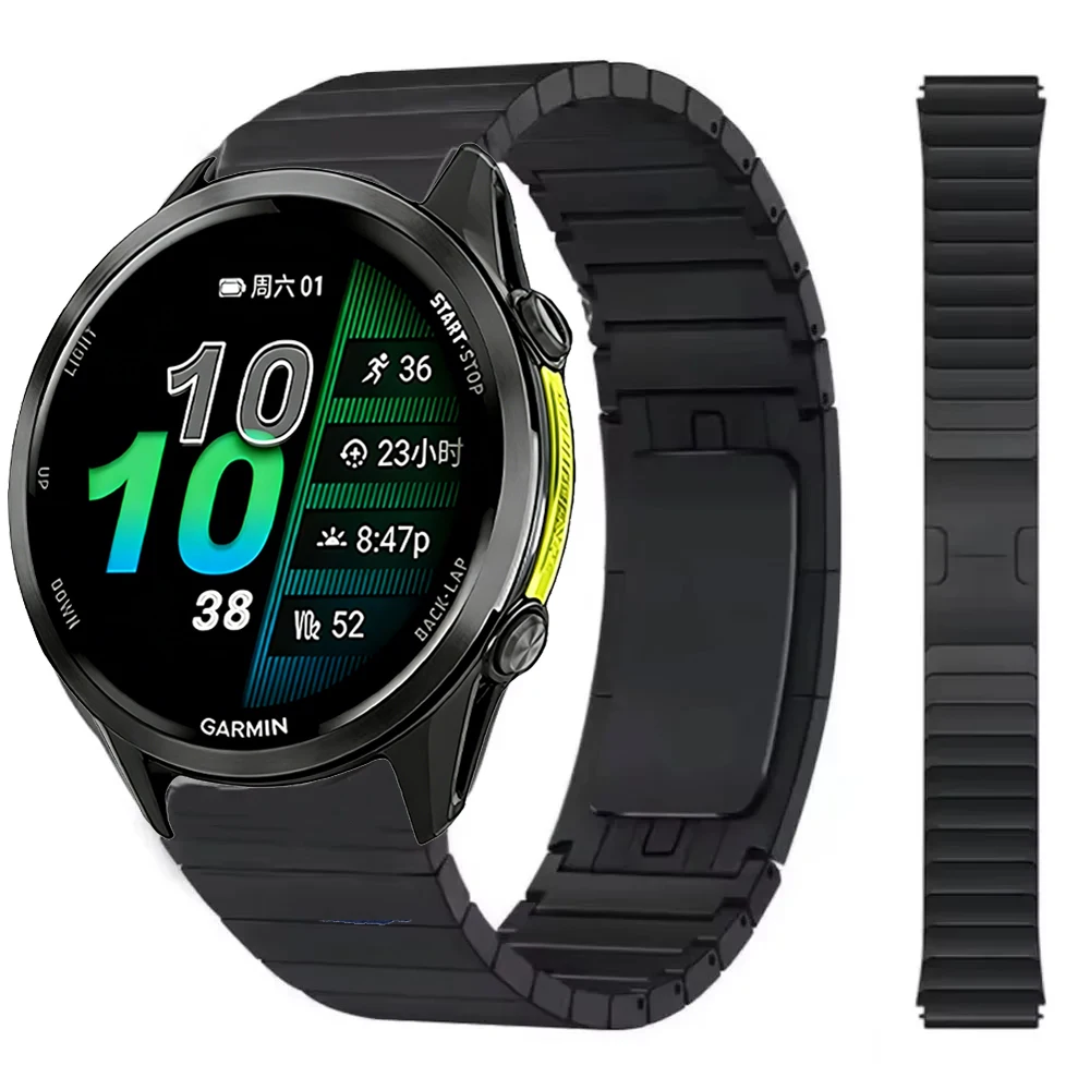 22mm Luxus Edelstahl-Armband für Garmin Forerunner 970 965 955 265/255 Music Metall Offizielle Schnalle Armband Garmin Venu 3/2