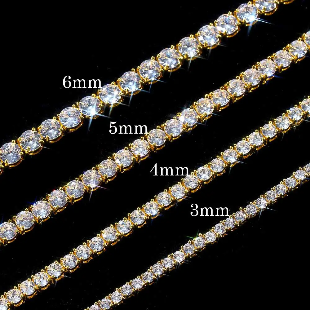 Drop Shipping Hip Hop Bling CZ Cubic Zirconia Iced Out Tennis Bracelet For Women 3/4/5/6mm Width 1Row Tennis Bracelet