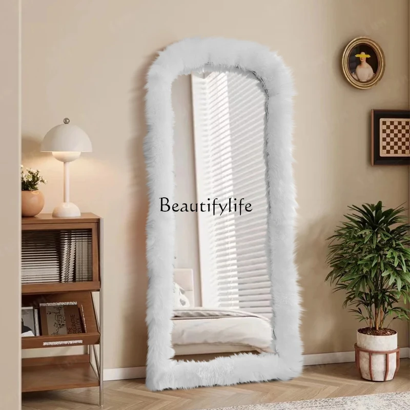 

Wool frame American dressing floor mirror Home bedroom Clothing store fitting mirror