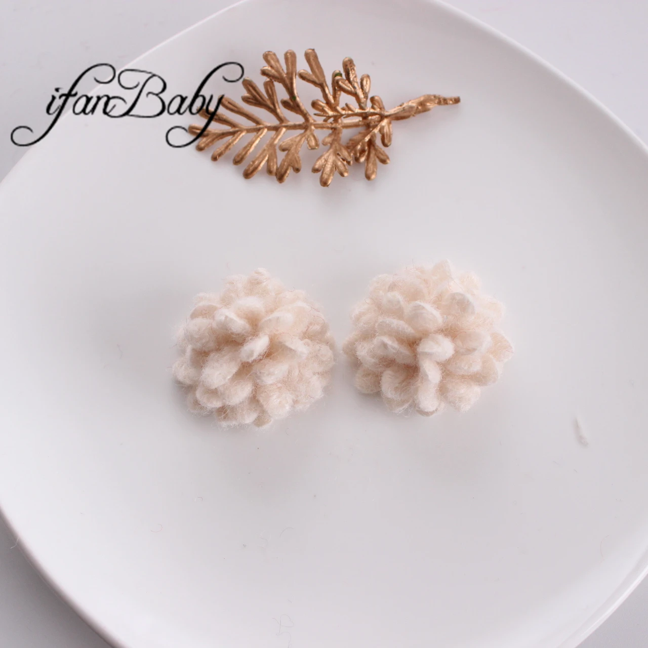 3.8cm Ball Felt Wool Hair Flowers Soft Korean Daisy Flower DIY Handmade Hair Accessories Fabric Floral