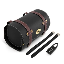 PU Leather Tool Tail Bag Universal Motorcycle Tool Storage Bag Front Fork Roll Saddle Luggage Bag Waterproof Bicycle Accessorie