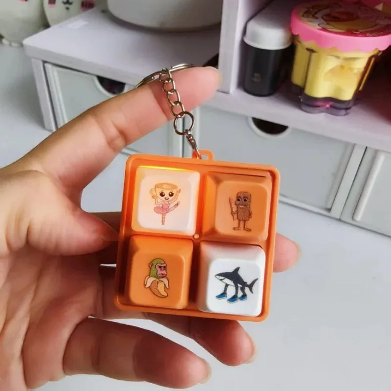 Creative Str Relief Voice Button Keychain Toy Light Emitting Prank Toy for Book Bag Funny Sound And Light Keychain Toy