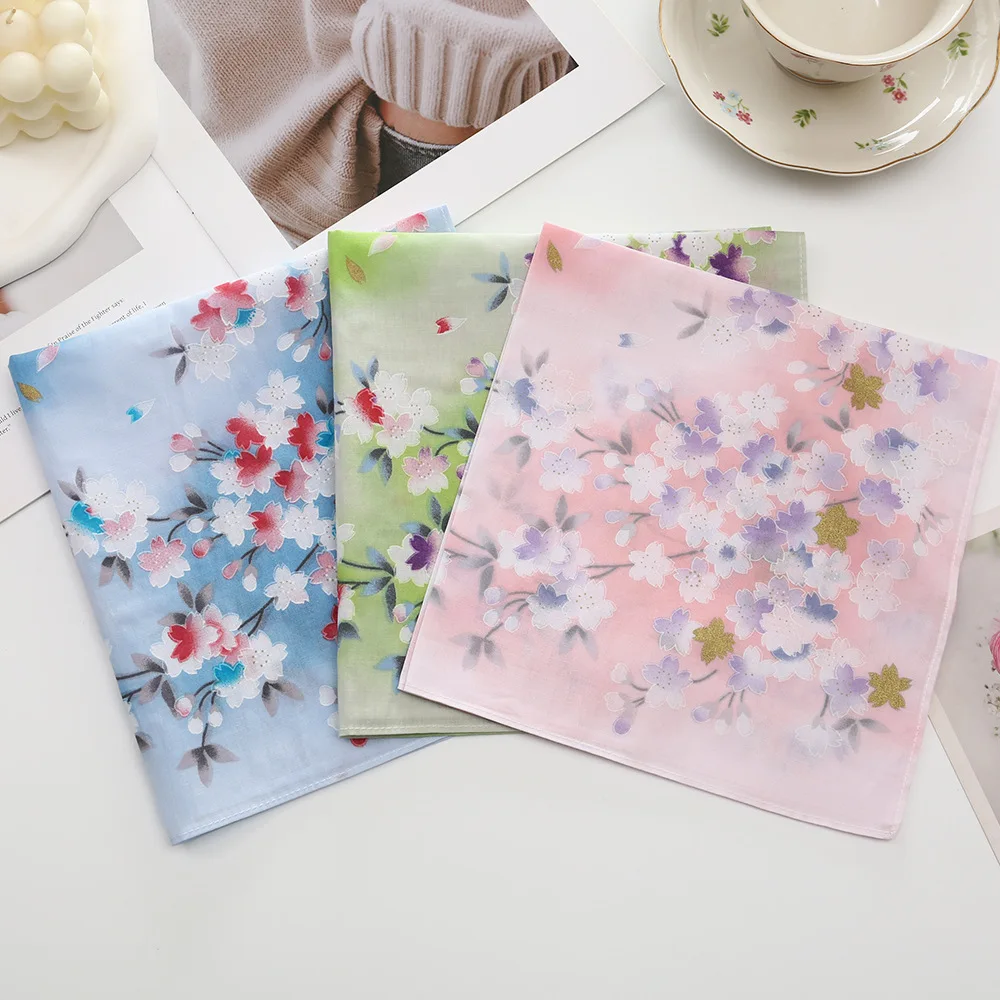 3/6 pezzi fazzoletto stampato in puro cotone da donna salviette assorbenti giapponesi di alta qualità regalo di nozze 43 cm