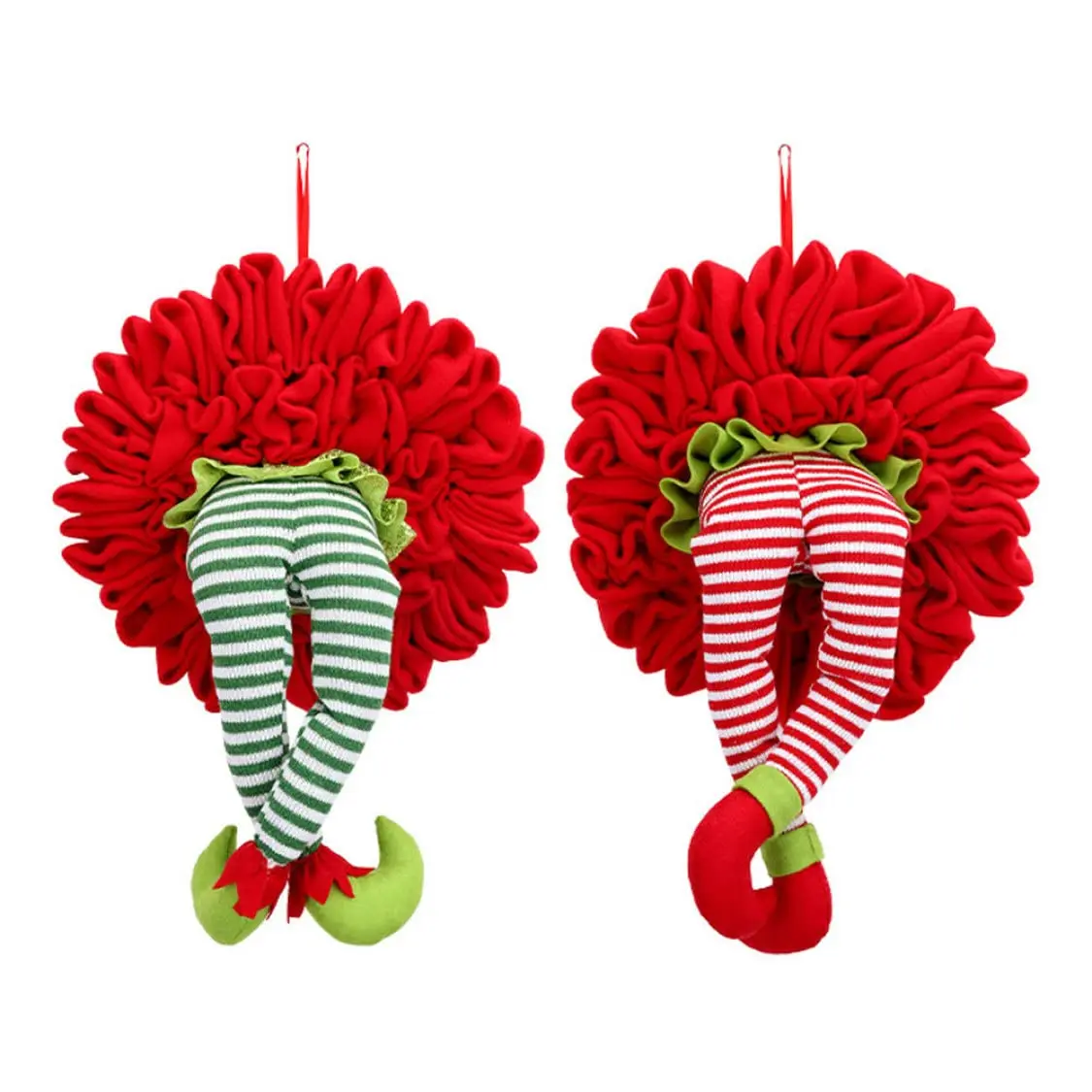 

Christmas Elf Leg Climbs Out of Wreath Hanging Decorations for Door Wall Xmas Tree Decorations Elf Legs Door Wreath Cosplay Prop