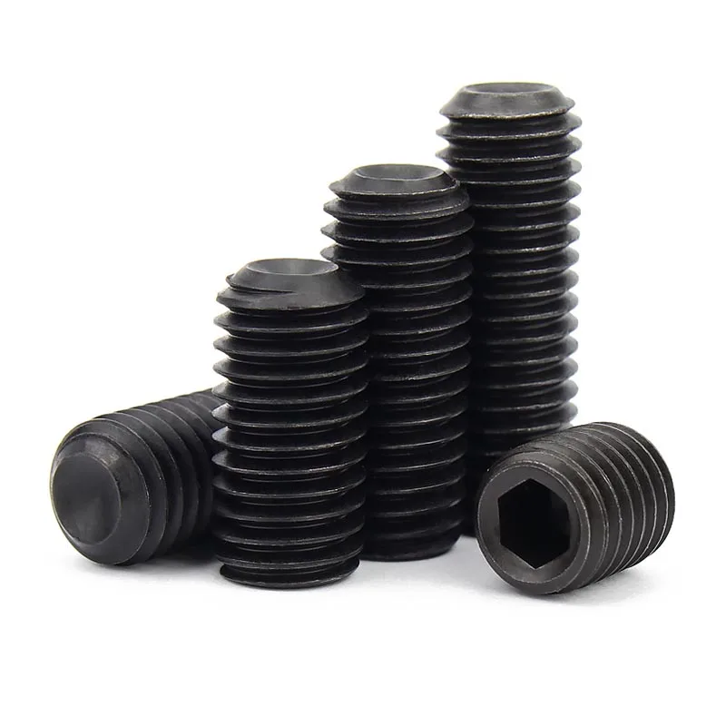 2/50pcs M3 M4 M5 M6 M7 M8 M10 M12 Fine Thread Black 12.9 Steel Hex Hexagon Socket Allen Cup Point Grub Headless Bolt Set Screw
