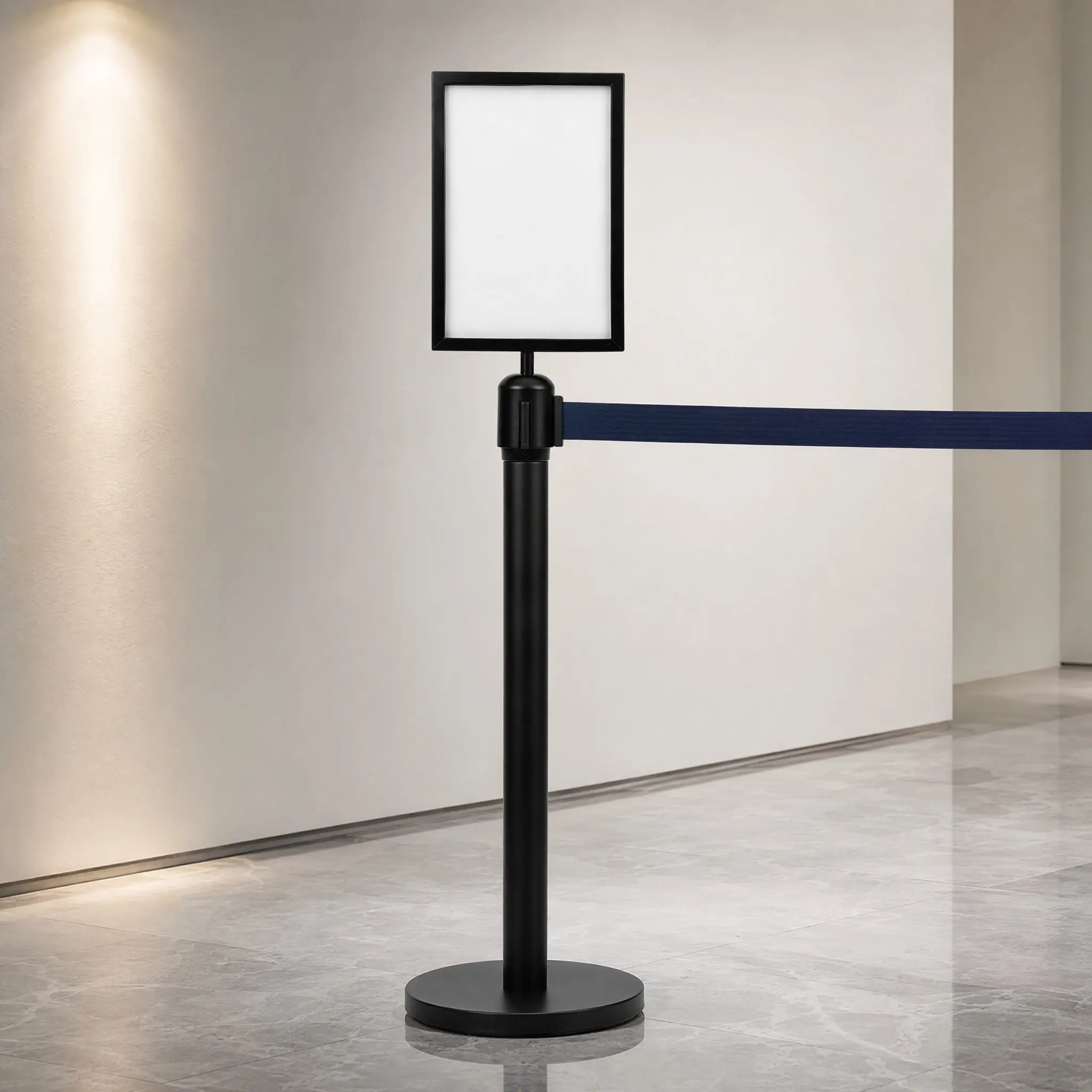 Metal Stanchion Sign Holder Vertical Portrait Frame for A4 Signs Stainless Steel Surface Heavy Duty Commercial Queue Guidance