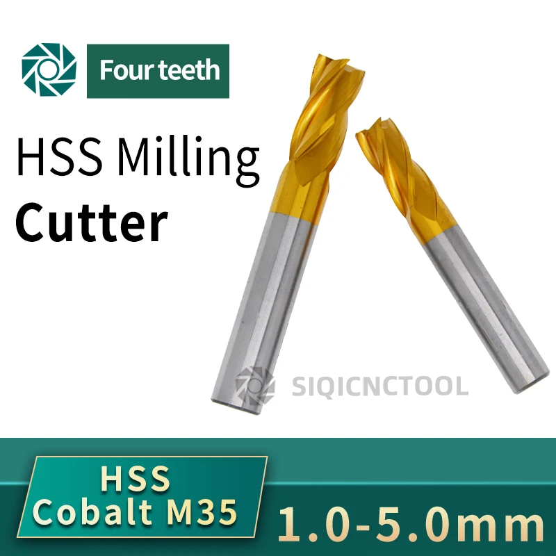 HSS M35 4321 Milling Cutter Set 1.5-12mm End Mill Titanium Coating 4 Flute CNC Router Bit For Metal Steel And Wood Tool