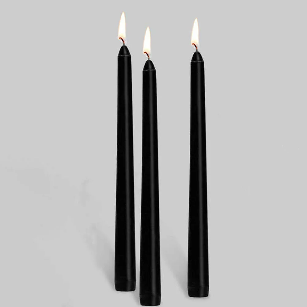 2 Pcs Black Dinner Decor Taper Candles Citronella Outdoor Pillar Paraffin