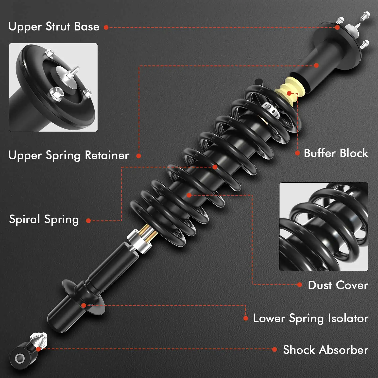 A-Premium Pair Front Complete Strut & Coil Spring Assembly for Dodge Challenger 2009 2010 3.5L
