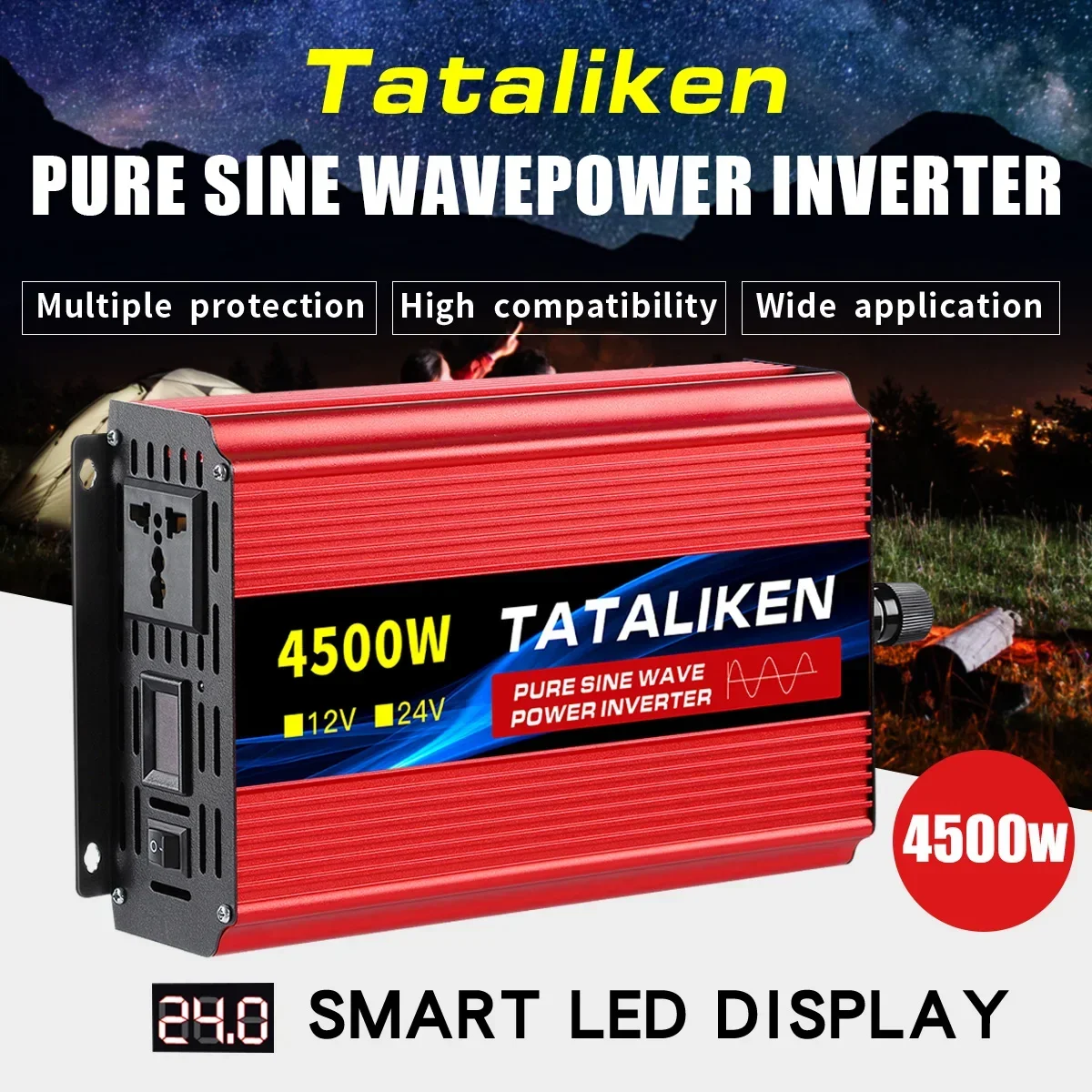 

Pure Sine Inverter 12V 220V50HZ 8000W 7000W 6000W 5000W 4500W 3500W DC To AC Converter Power Supply High Power