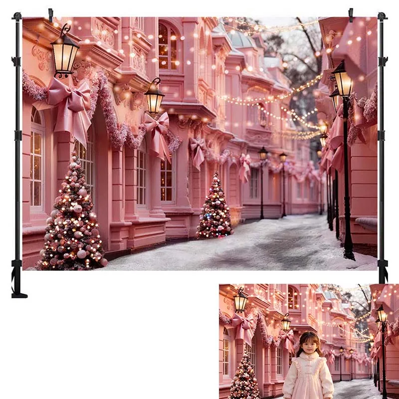 LS Retro Christmas Store Street Photography Backdrop Xmas Room Kids Portrait Photocall Background Snow Photo Props Studio