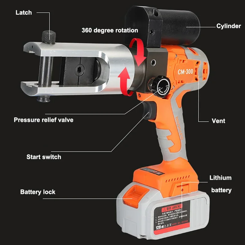 전기 유압 압착 도구 충전식 압착 펜치 소형 휴대용 압착 펜치 구리 알루미늄 터미널 CM-300