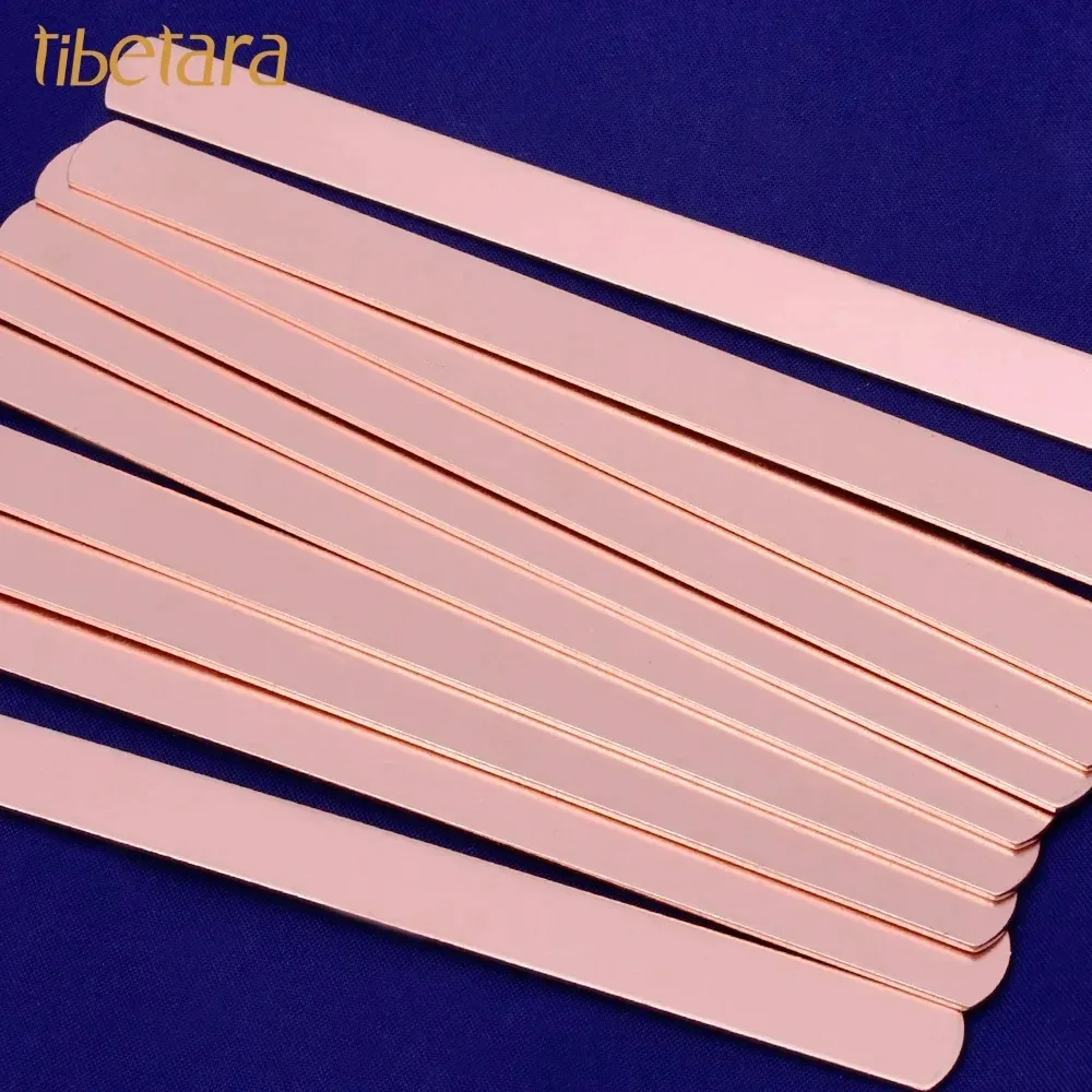 Bracciale da 5 pezzi in rame bianco con stampa a mano, bracciale piatto, 18 calibri, gioielli vuoti fai da te
