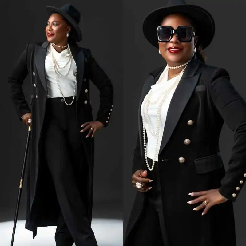 Stunning Customized Women Overcoat 1 Pieces Blazer Double Breasted Peaked Lapel Formal Stage Performance Banquet Party Wear