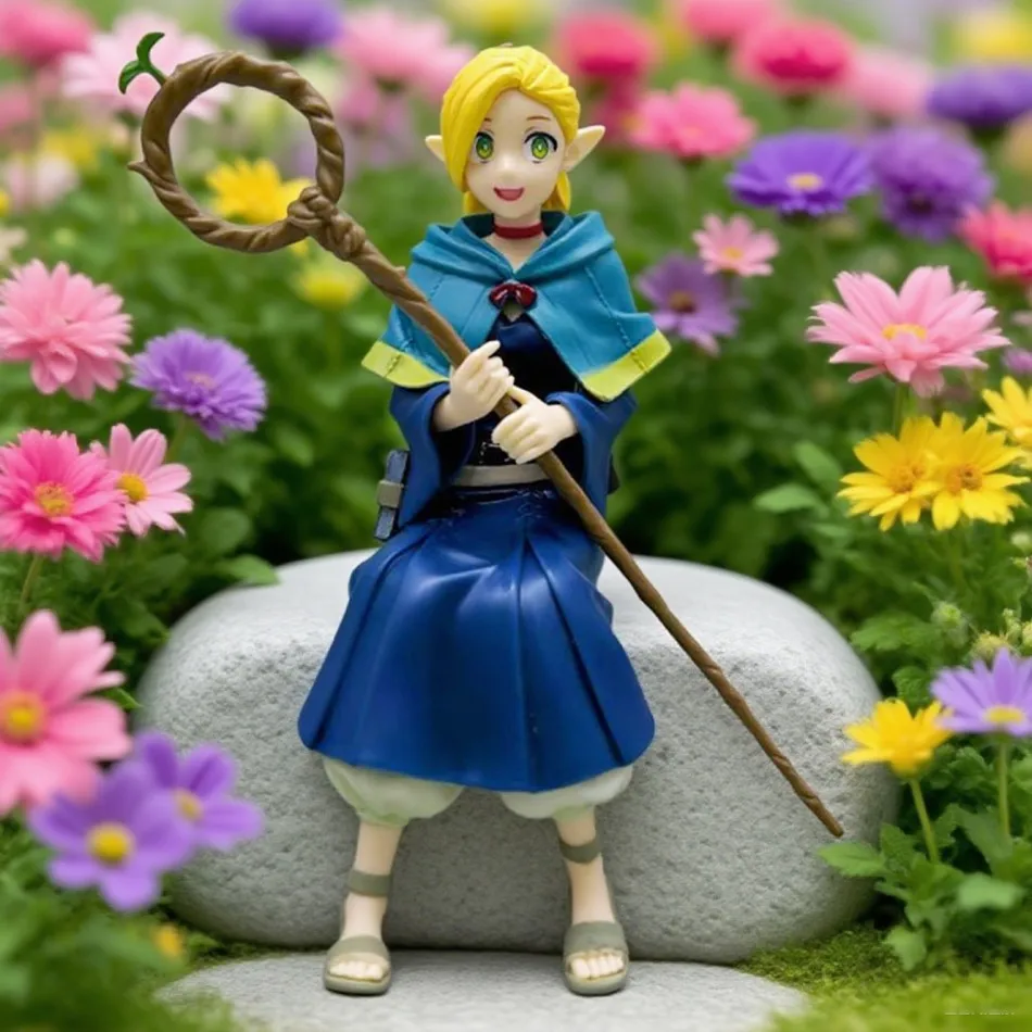 HOT! Delicious in dungeon sitting marcille laios toughen figure macaroni cork 13-19cm table car ornaments anime model gifts