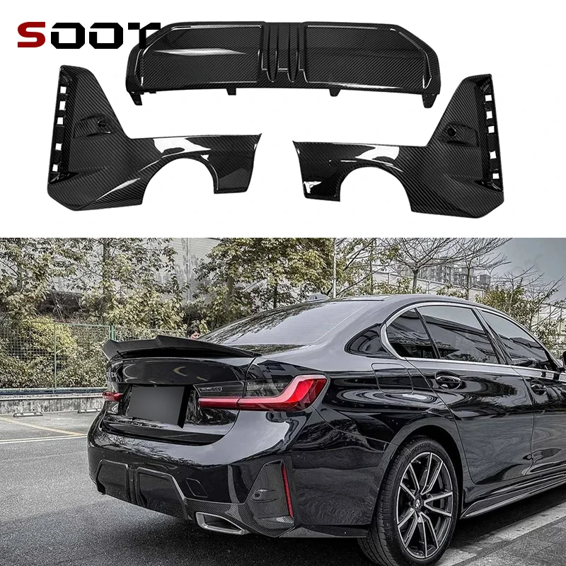 

For BMW 3 Series G20 G28 2023-2025 Carbon Fiber Car Rear Bumper Diffuser Rear Splitters Spoiler Back lip Car Auto Parts