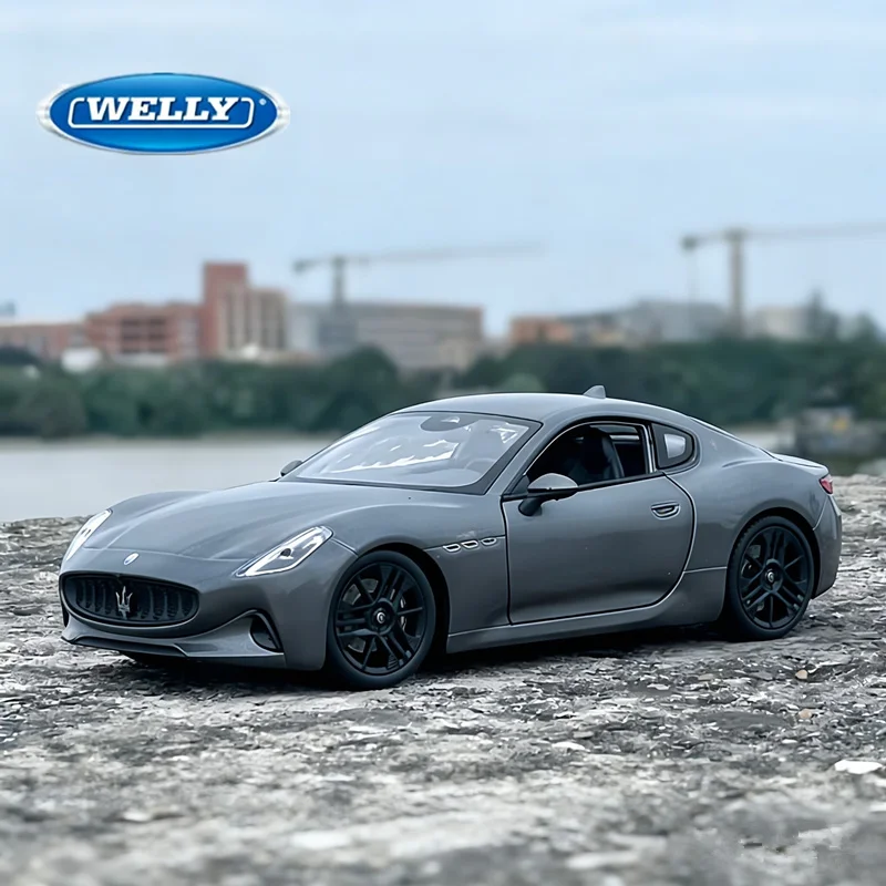 Welly 1/24 2023 Maserati Granturismo Folgore Coupé, Modelo de Auto Deportivo de Aleación, Vehículos de Carreras de Metal Fundido a Presión, Modelo de Auto, Juguete para Niños, Regalo