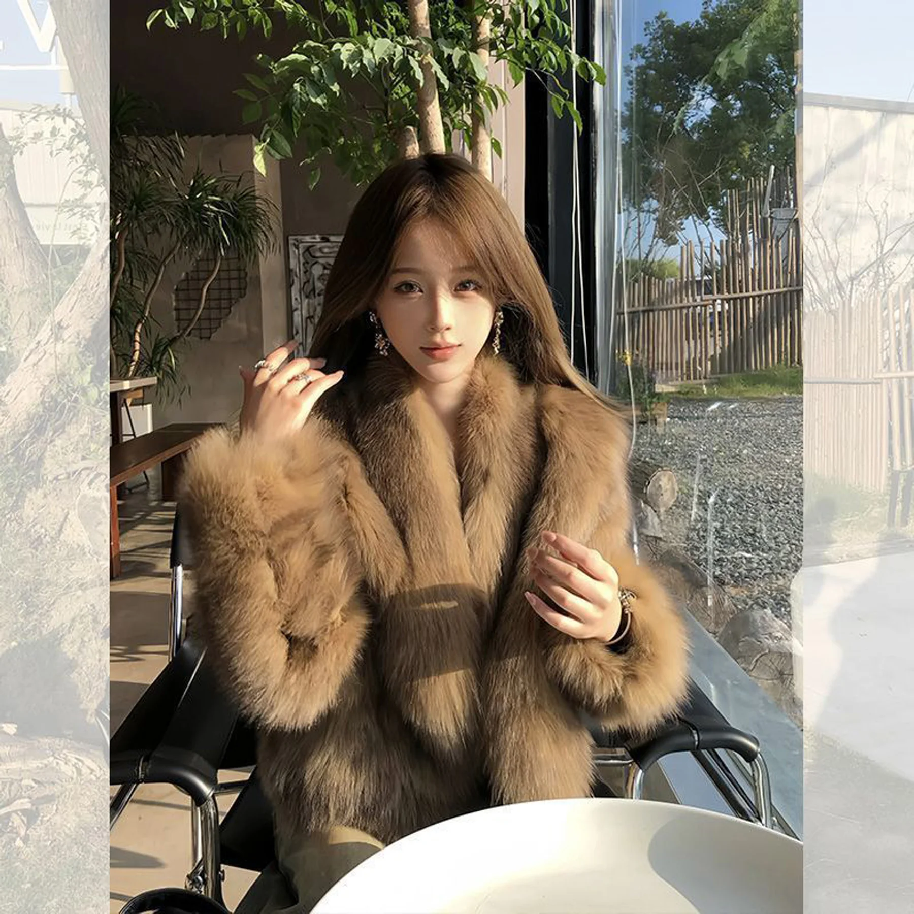 Camel Faux Fur Coat Women Long Sleeve Fluffy Short Jacket Y2K Korean Fashion Luxury Warm Winter Outerwear Coat