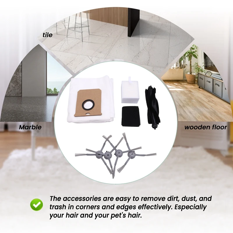 Brosse Latérale à Rouleau, Filtre Hepa, Sac à Poussière, Accessoires pour Aspirateur Robot Wald Fy Clean L50 / L50 SES / L60 / L60