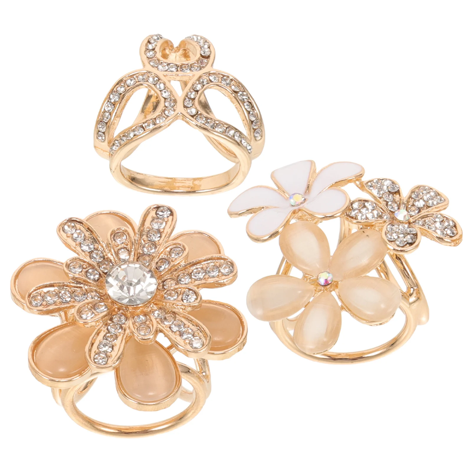 3 pçs brilhante strass cachecol anéis feminino cachecol fechos xale fivelas clipes de roupas cardigan fixadores elegante wearable