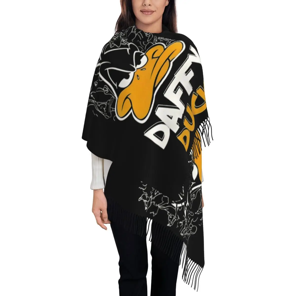 

Женский шарф с кисточками на заказ, мягкий аниме, милая шаль, женские зимне-осенние шарфы