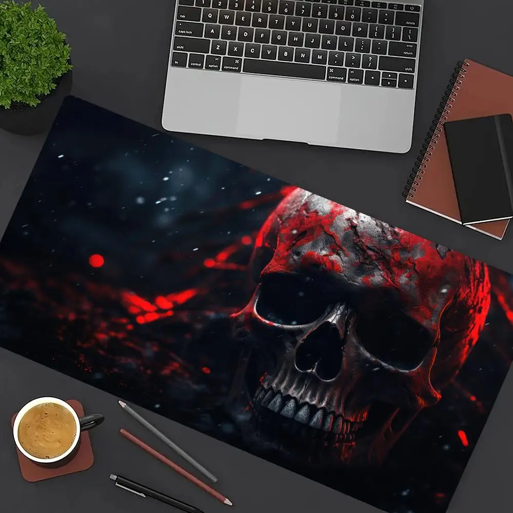 

Horror Skull Design Mouse Pad Large Computer Office Game Table Mat XXL Rubber Anti-slip Stitch Edge Keyboard Mats Long Desk Pads