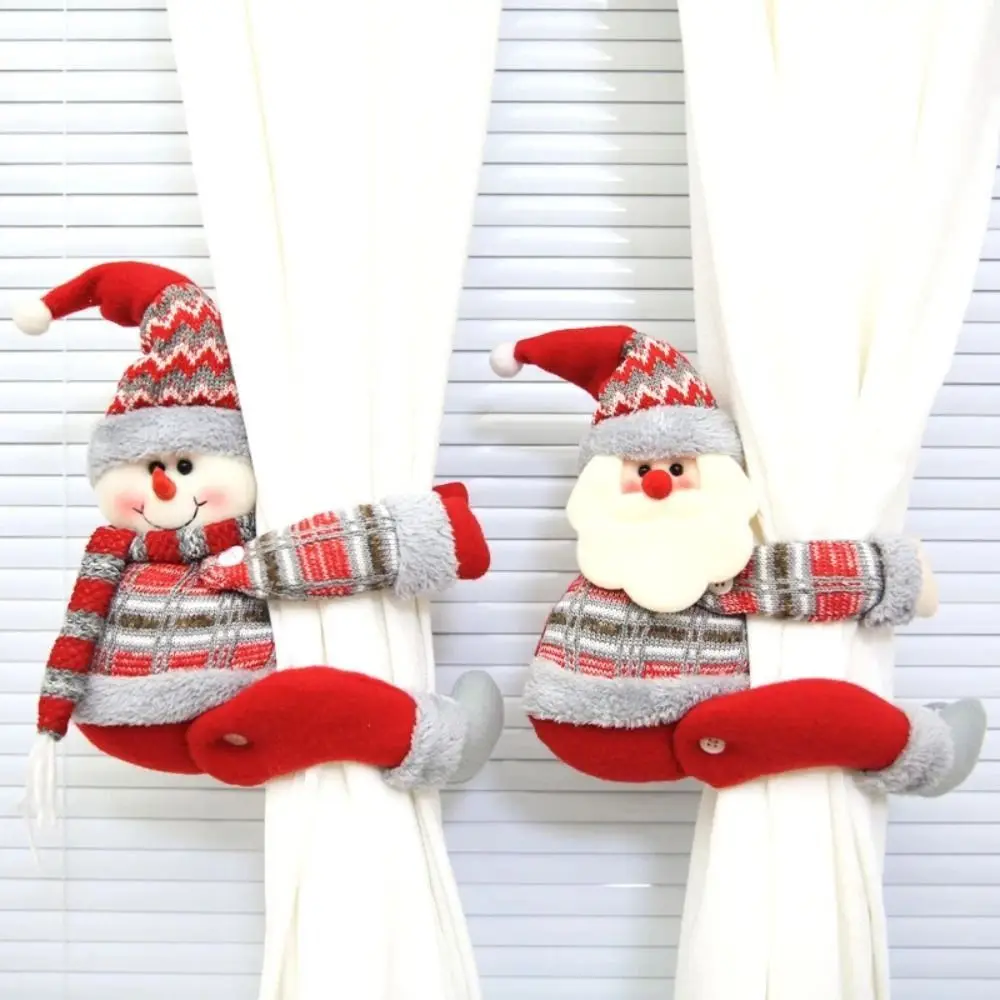 Santa Claus Christmas Curtain Buckle Christmas Tree Ornament Snowman Christmas Decoration Durable Party Supplies Curtain Strap