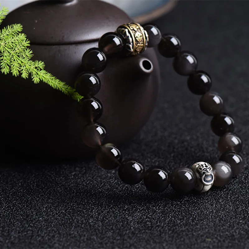 

Natural Obsidian Year Men's and Women's Birth BuddhaBracelet Couple Simple Jewelry