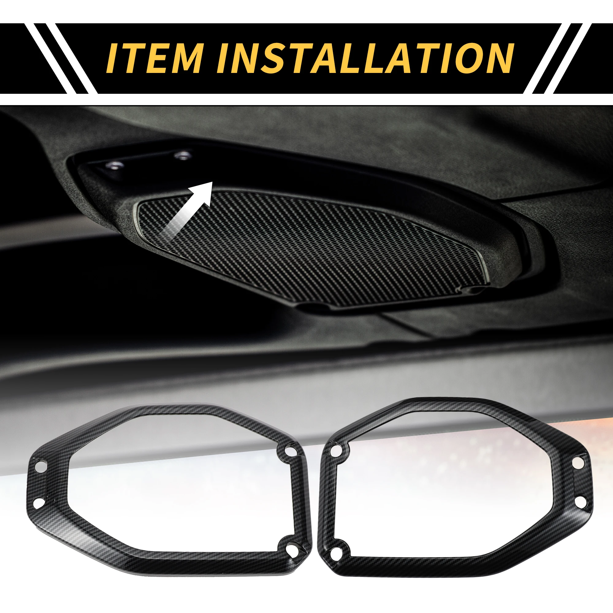 

UXCELL Top Roof Speaker Audio Frame Cover Trim for Jeep Carbon Fiber Pattern Black 1set